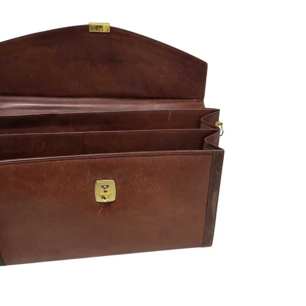 Unbranded Handmade Expandable 3-Compartments Genuine Leather Vintage Briefcase